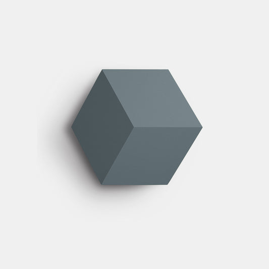 Bang & Olufsen BeoSound Shape speaker cover Slate Grey by Tegrino Studio featuring cool, balanced grey with just enough depth to catch the light on each side of the hexagon. The kind of neutral that holds a wall together, printed on acoustically transparent fabric