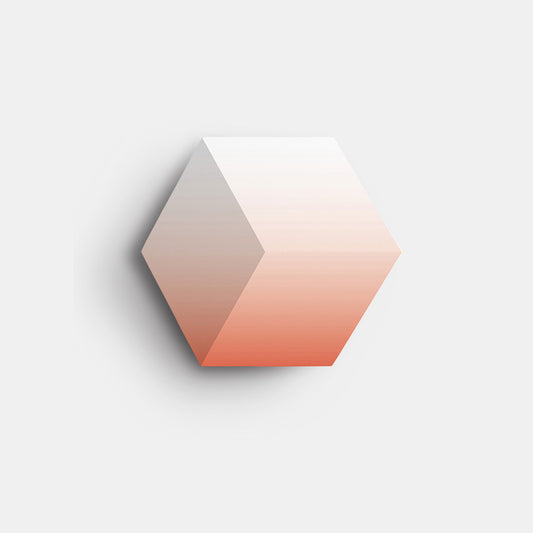 Soft Coral cover replacement for Bang & Olufsen BeoSound Shape by Tegrino Studio featuring pale coral fading gently into white, printed on acoustically transparent fabric