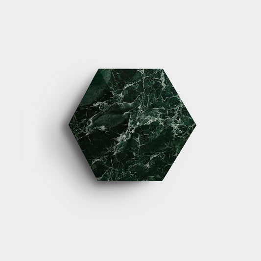 Bang & Olufsen BeoSound Shape hexagonal cover replacement in Verde St. Denis green marble, printed on acoustically transparent fabric