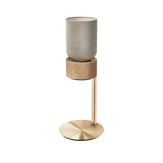 Bang & Olufsen BeoSound Balance floor stand Gold by Tegrino Studio featuring warm gold aluminium pole with finer-brushed deco plate