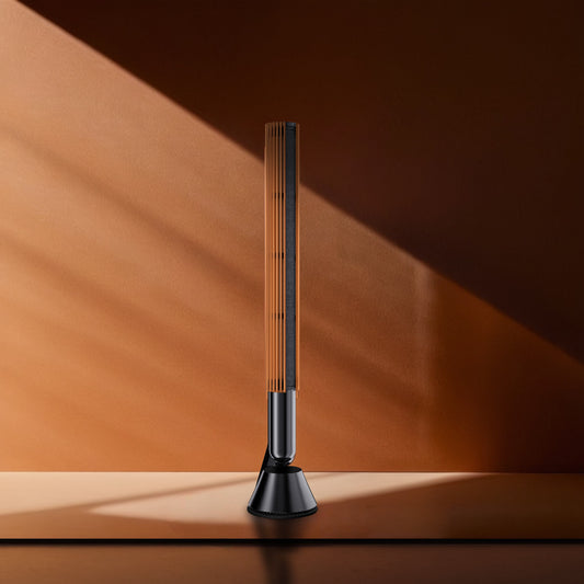 BeoLab 28 Cosmic Orange aluminium cover, three-quarter angle