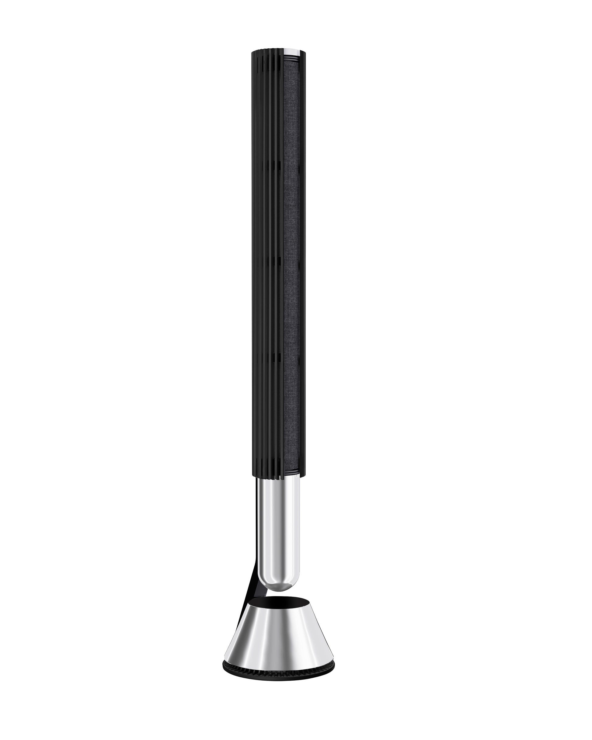 BeoLab 28 with Black aluminium cover on Silver cabinet