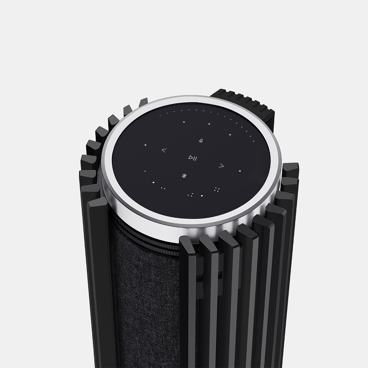 BeoLab 28 Black aluminium cover, matte finish front angle