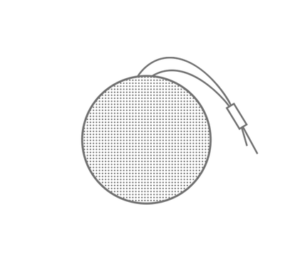 Bang & Olufsen BeoPlay A1 and BeoSound A1 speaker outline illustration showing circular front face