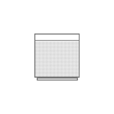 Bang & Olufsen BeoPlay M5 speaker outline illustration showing square cylindrical form with top control panel