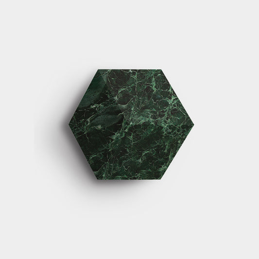 Bang & Olufsen BeoSound Shape hexagonal cover replacement in Verde St. Denis green marble, printed on acoustically transparent fabric