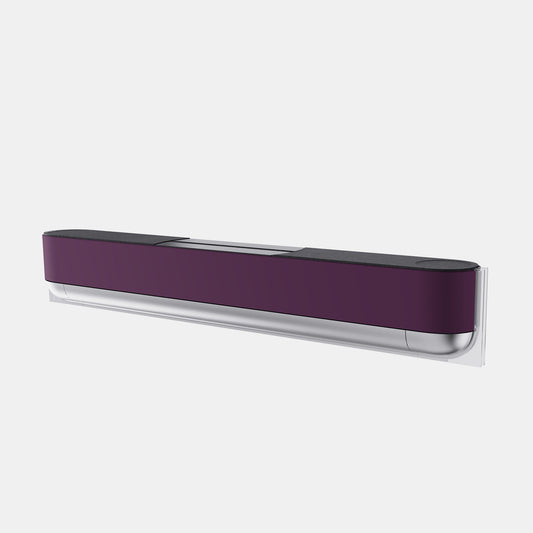 Bang & Olufsen Beosound Theatre speaker cover Damson by Tegrino Studio, a deep damson purple printed on acoustically transparent fabric