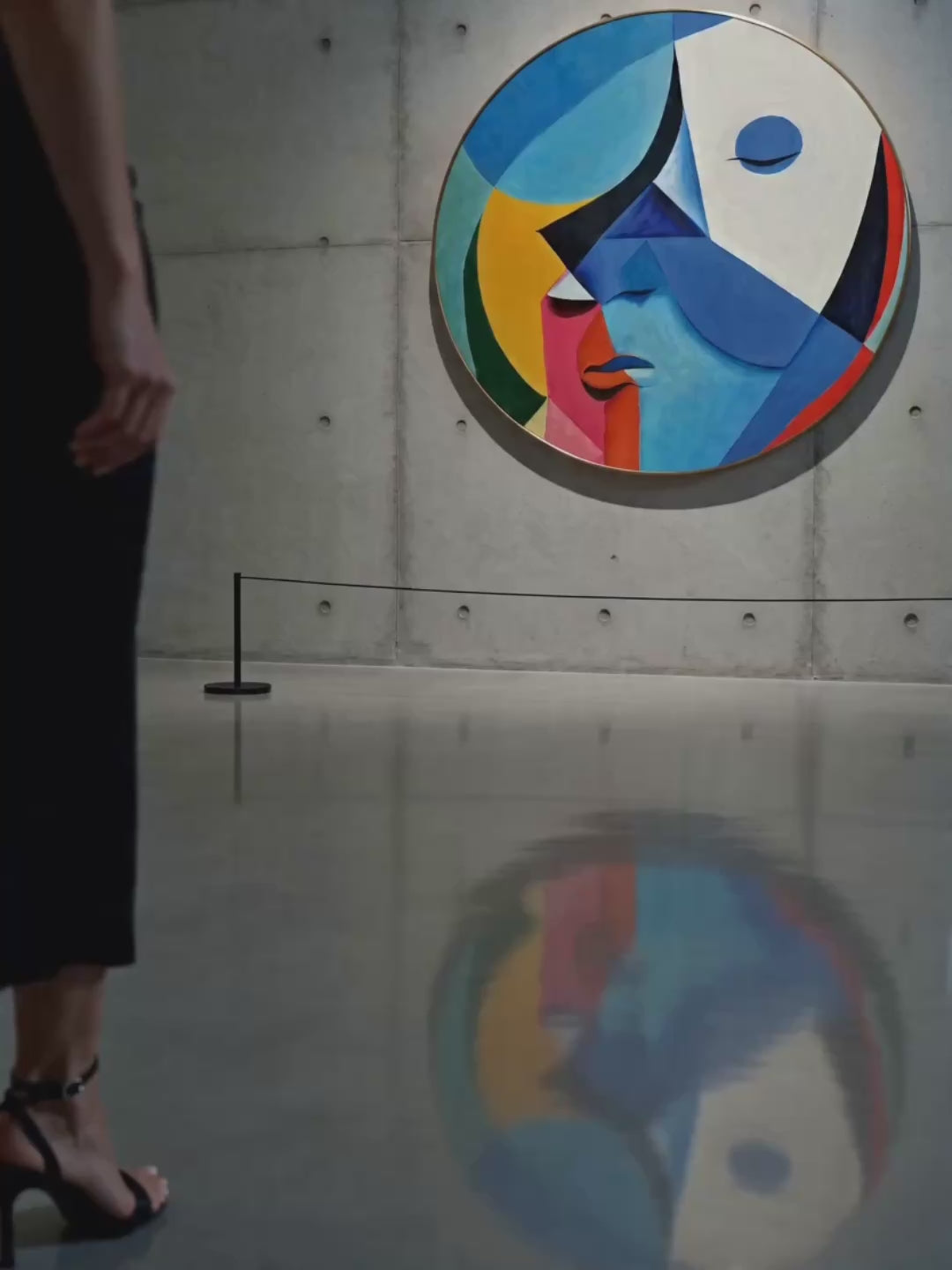 Bang & Olufsen BeoPlay A9 and BeoSound A9 speaker cover Éclat — Cubist Portrait by Tegrino Studio featuring cubist abstract face in vivid blue, yellow, pink and deep green geometric planes, printed on acoustically transparent fabric