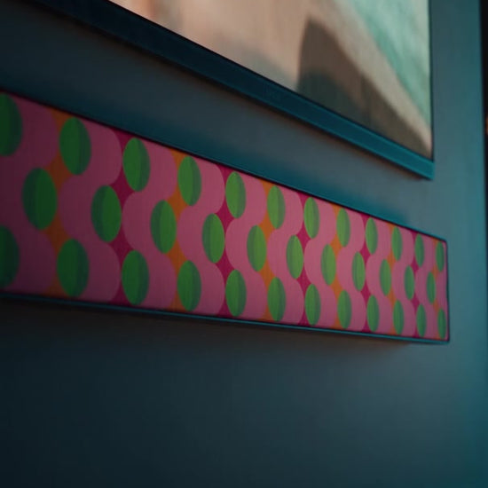 Summer Beat cover by Tegrino Studio on a Bang & Olufsen Beosound Stage below a TV on a dark teal wall