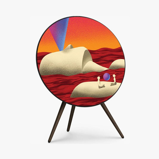 Bang & Olufsen BeoPlay A9 with Art of the A9 Mimikbanka limited edition cover - crimson desert dreamscape artwork by Sindy of Mimik Banka